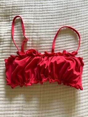 Red Ruffled Swim Top